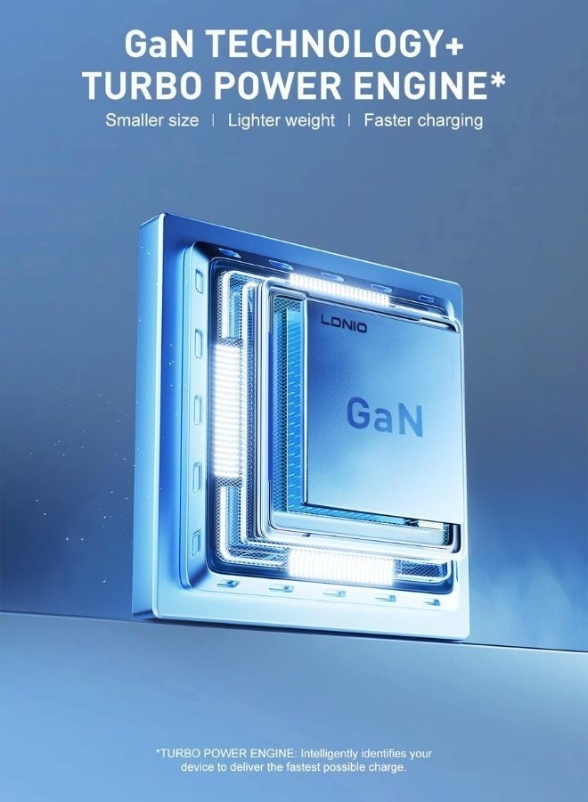 LDNIO محول شحن فائق السرعة 45 واط GaN Q12 - شاحن مزدوج USB-C و USB-A مع شريحة ذكية، حماية من الحرارة لأجهزة iPhone و Samsung Galaxy - Image 5